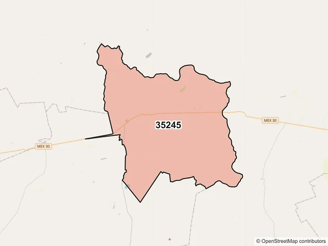 Mapa del código postal 35245, Mapimí, Durango