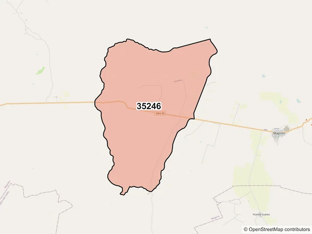 Mapa del código postal 35246, Mapimí, Durango