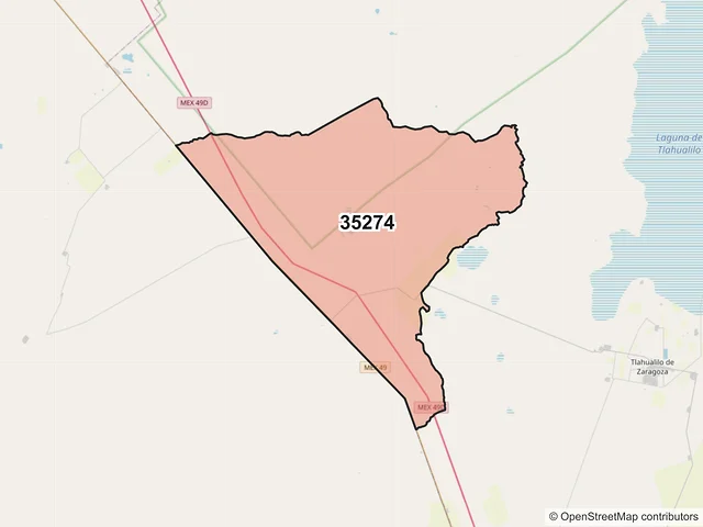 Mapa del código postal 35274, Tlahualilo, Durango