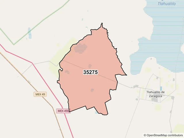 Mapa del código postal 35275, Tlahualilo, Durango