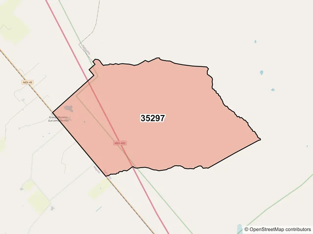 Mapa del código postal 35297, Tlahualilo, Durango