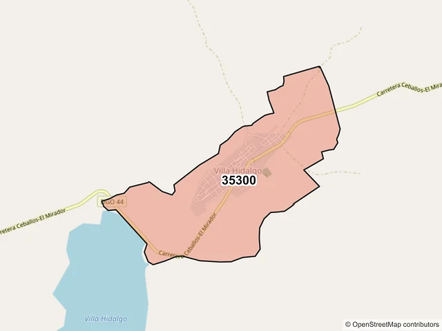 Mapa del código postal 35300, Hidalgo, Durango