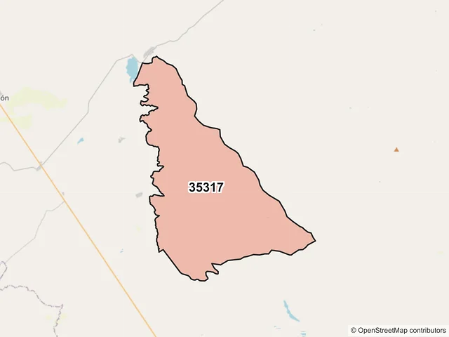 Mapa del código postal 35317, Hidalgo, Durango
