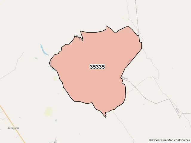 Mapa del código postal 35335, Hidalgo, Durango
