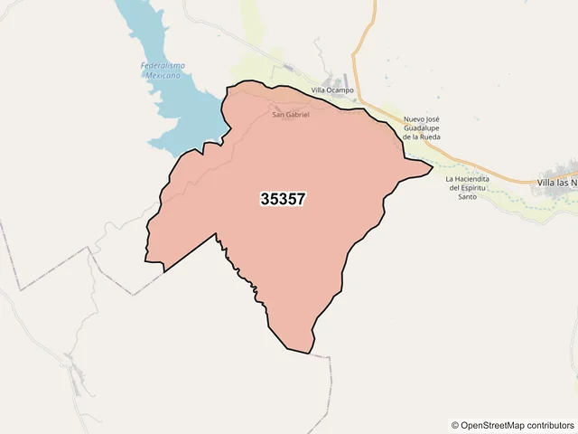 Mapa del código postal 35357, Ocampo, Durango