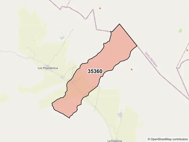 Mapa del código postal 35360, Ocampo, Durango