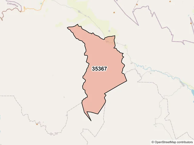Mapa del código postal 35367, Ocampo, Durango