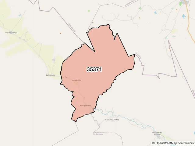 Mapa del código postal 35371, Ocampo, Durango