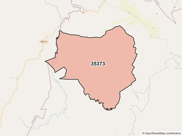 Mapa del código postal 35373, Ocampo, Durango