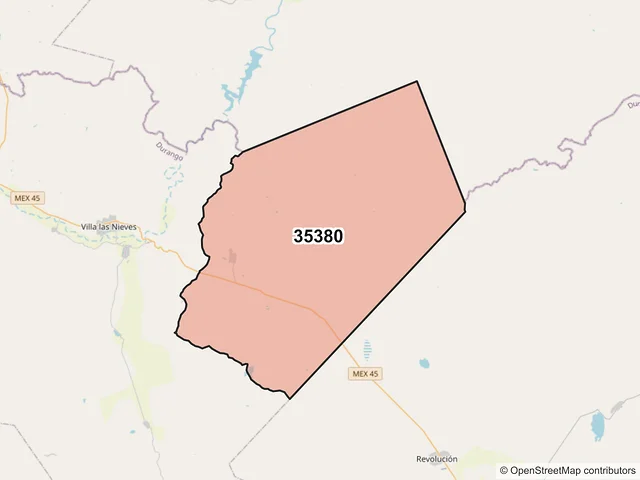 Mapa del código postal 35380, Ocampo, Durango