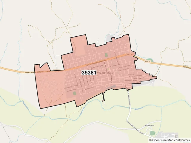 Mapa del código postal 35381, Ocampo, Durango