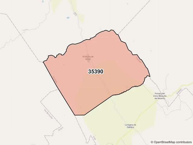 Mapa del código postal 35390, Ocampo, Durango