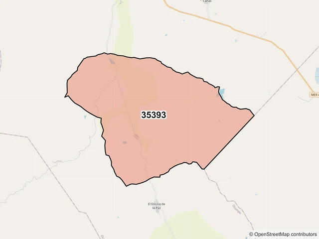 Mapa del código postal 35393, Ocampo, Durango