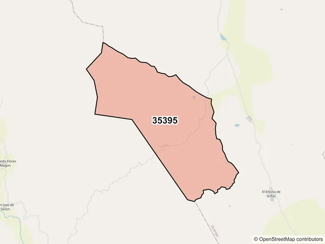 Mapa del código postal 35395, Ocampo, Durango