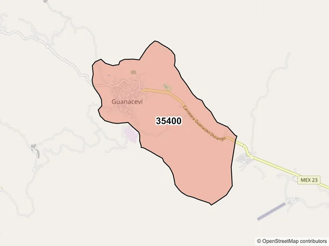 Mapa del código postal 35400, Guanaceví, Durango