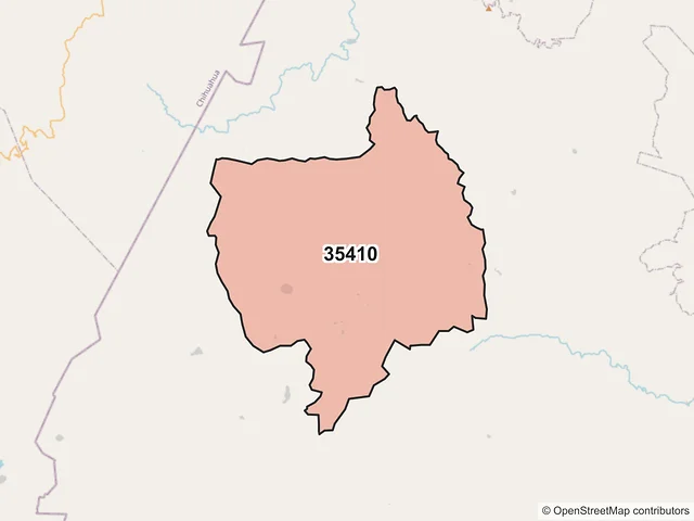Mapa del código postal 35410, Guanaceví, Durango