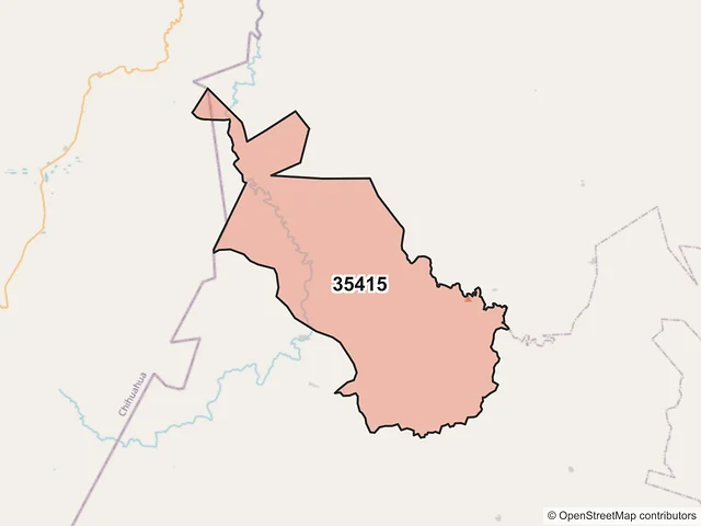 Mapa del código postal 35415, Guanaceví, Durango