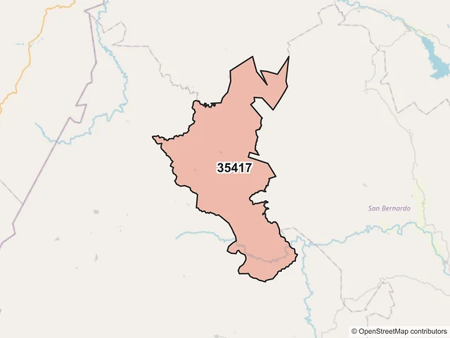 Mapa del código postal 35417, Guanaceví, Durango