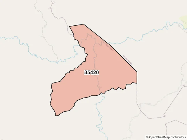 Mapa del código postal 35420, Guanaceví, Durango
