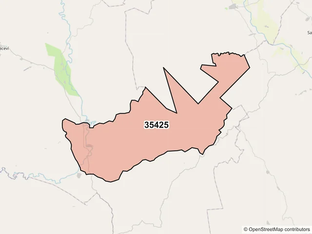 Mapa del código postal 35425, Guanaceví, Durango