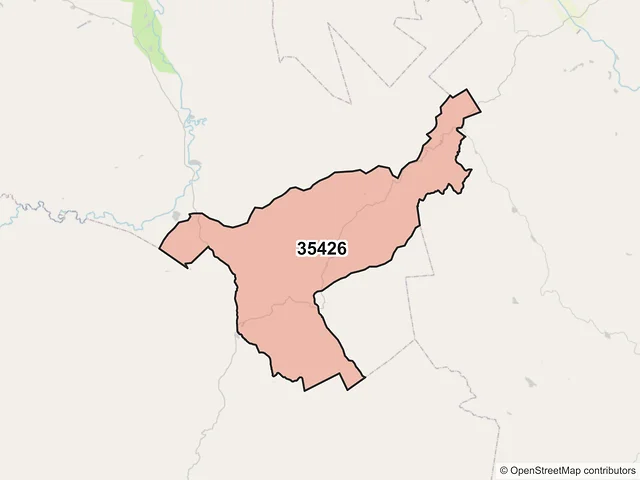 Mapa del código postal 35426, Guanaceví, Durango