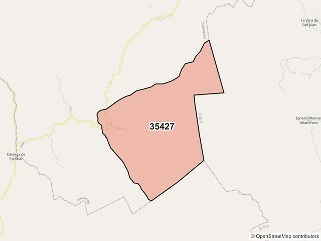 Mapa del código postal 35427, Guanaceví, Durango