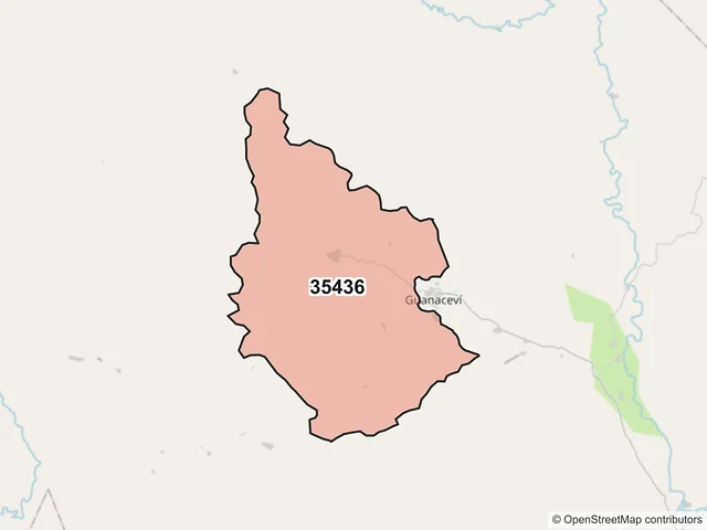 Mapa del código postal 35436, Guanaceví, Durango