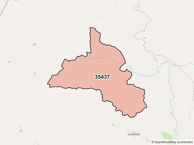 Mapa del código postal 35437, Guanaceví, Durango