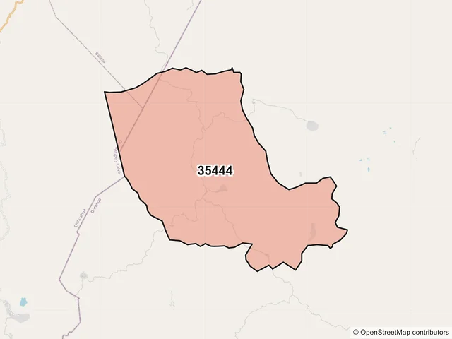 Mapa del código postal 35444, Guanaceví, Durango
