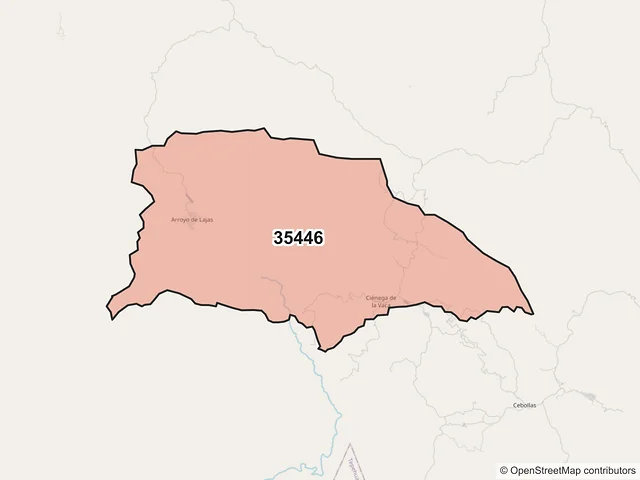 Mapa del código postal 35446, Guanaceví, Durango