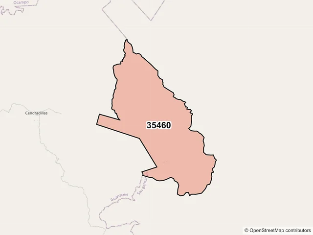 Mapa del código postal 35460, San Bernardo, Durango