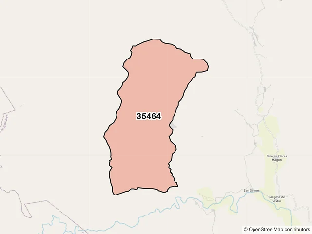 Mapa del código postal 35464, San Bernardo, Durango
