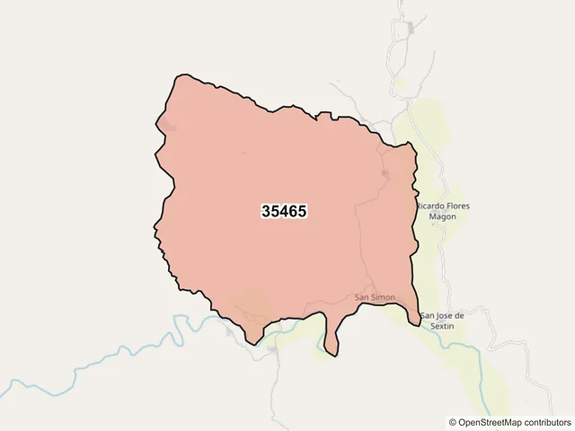 Mapa del código postal 35465, San Bernardo, Durango