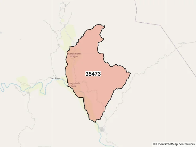 Mapa del código postal 35473, San Bernardo, Durango