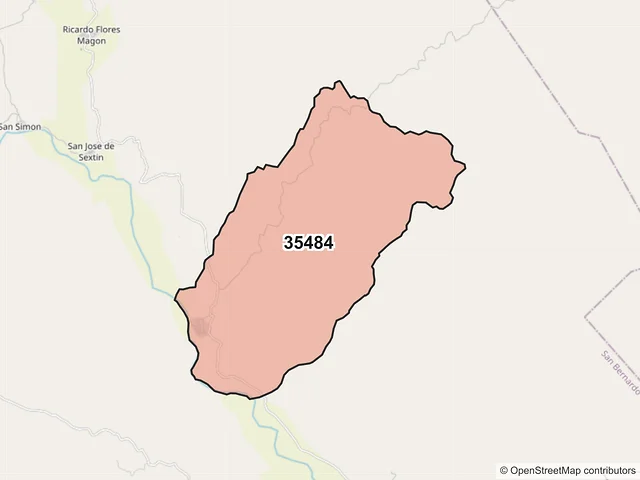 Mapa del código postal 35484, San Bernardo, Durango