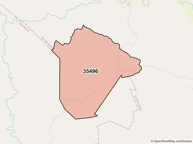 Mapa del código postal 35496, San Bernardo, Durango