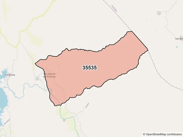 Mapa del código postal 35535, Indé, Durango