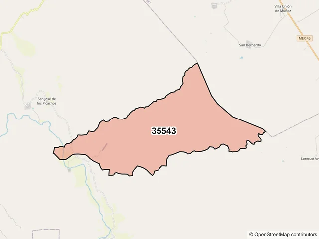 Mapa del código postal 35543, Indé, Durango
