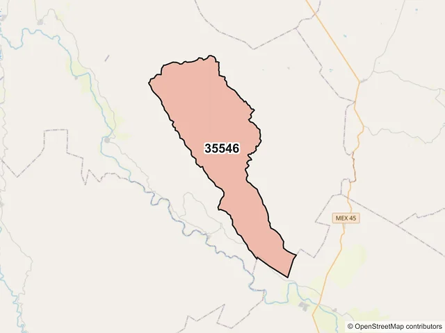 Mapa del código postal 35546, Indé, Durango