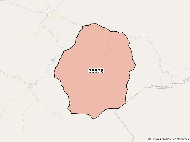 Mapa del código postal 35576, San Pedro del Gallo, Durango