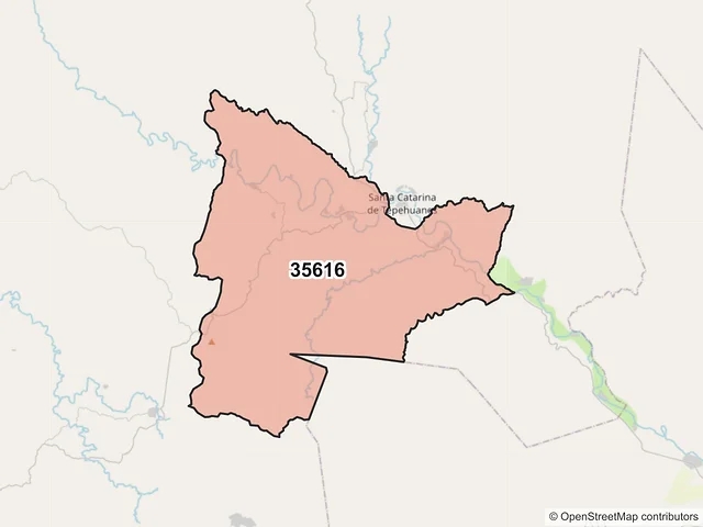 Mapa del código postal 35616, Tepehuanes, Durango