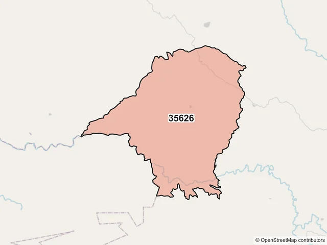 Mapa del código postal 35626, Tepehuanes, Durango