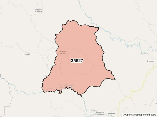 Mapa del código postal 35627, Tepehuanes, Durango