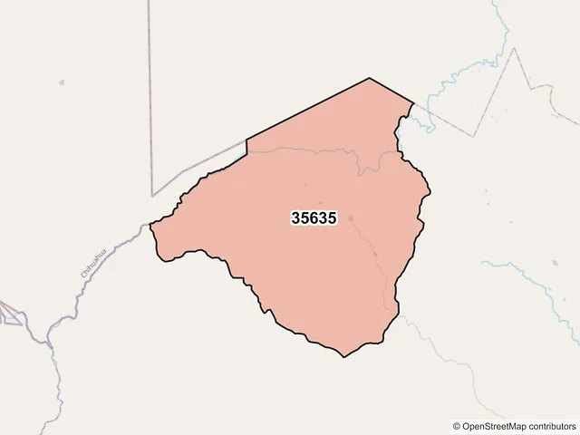 Mapa del código postal 35635, Tepehuanes, Durango