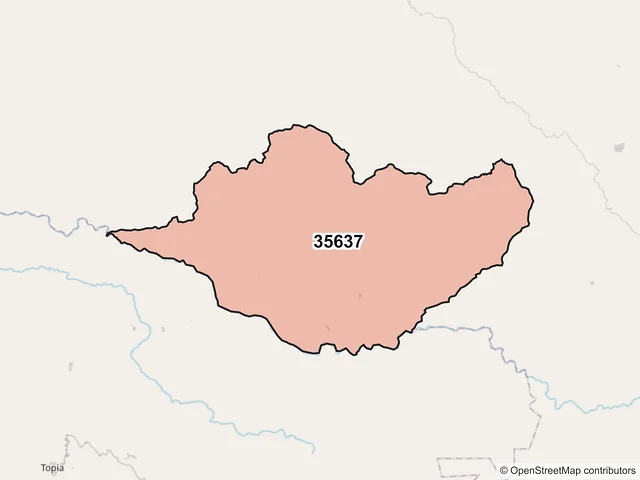 Mapa del código postal 35637, Tepehuanes, Durango