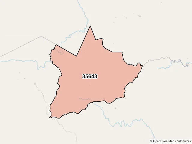 Mapa del código postal 35643, Tepehuanes, Durango