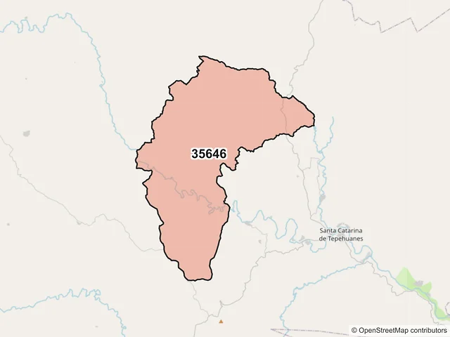 Mapa del código postal 35646, Tepehuanes, Durango