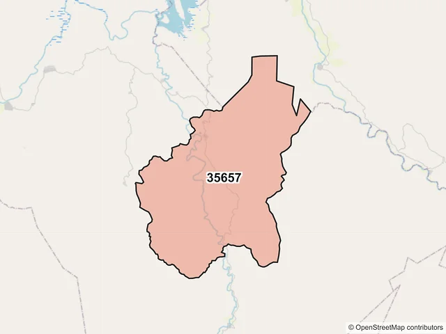 Mapa del código postal 35657, El Oro, Durango