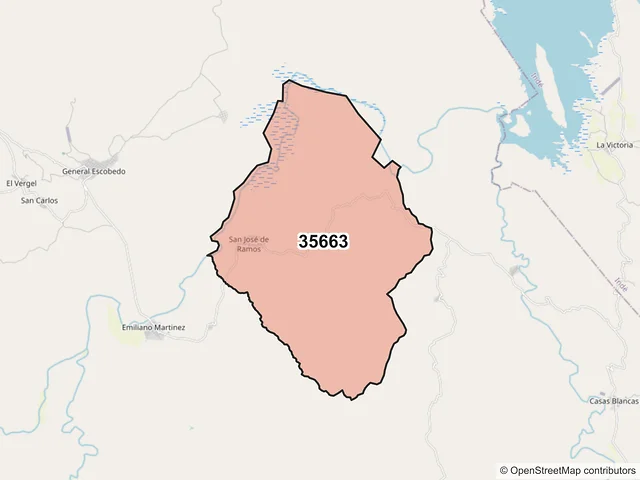 Mapa del código postal 35663, El Oro, Durango