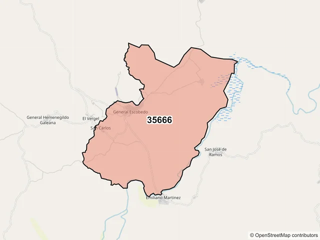 Mapa del código postal 35666, El Oro, Durango
